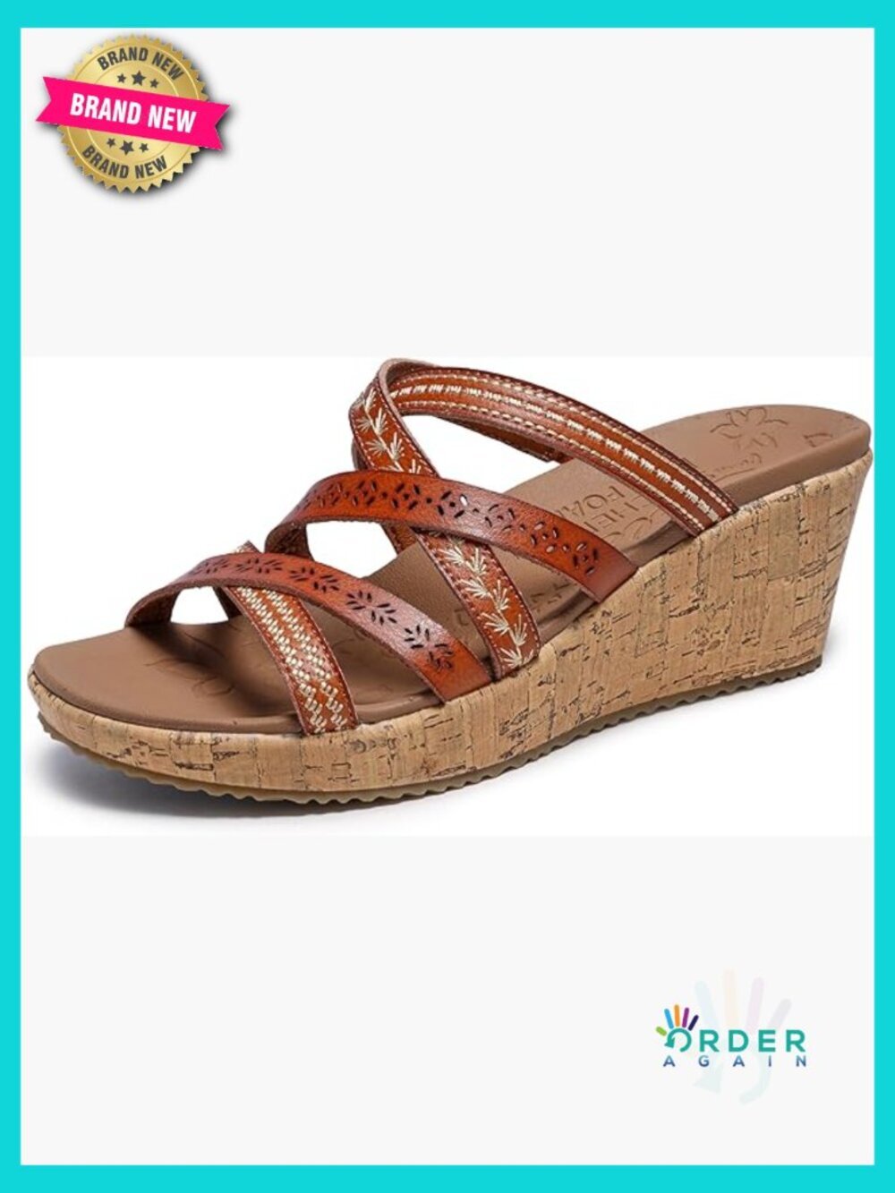 Boho Wedge Sandals with Rhinestone Embellishments Cushioned Comfort Slide On